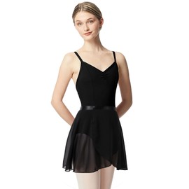 Ballet Skirt Wrap Skirt Dance Skirt Chiffon Dance Skirt Adjustable Waist Tie for Girls and Women, black