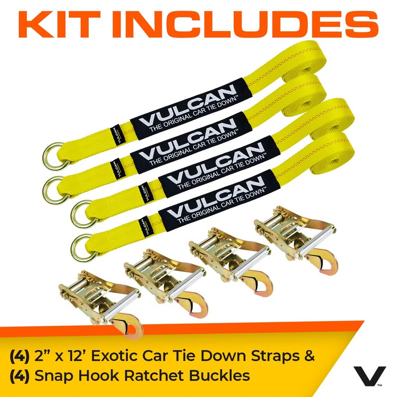 VULCAN Car Rim Tie Down System with Ratchets - 2