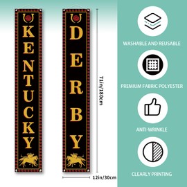 Kentucky Decorations Outdoor Horse Racing Run for The Rose Porch Sign Banner Churchill Downs Day Party Decorations and Supplies for Home-12×71''
