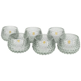 Koyal Wholesale 2" Tall Gray Modern Hobnail Glass Candle Holders, Set of 6 Hobnail Wedding Decor, Gray Glass Candle Holder Bulk Tealight Candle Holder Aesthetic