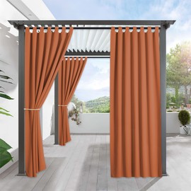 RYB HOME Waterproof Outdoor Curtains - Sunlight Block Windproof Privacy Outside Deck for Patio Porch Balcony Pergola Shower Enclosure, W 52 x L 90 inches, 1 Panel, Mecca Red