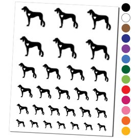 Saluki Dog with Heart Temporary Tattoo Water Resistant Fake Body Art Set Collection - Red (One Sheet)