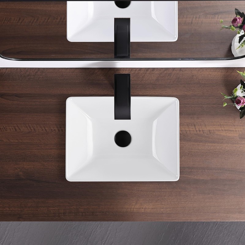 KARAMAG Small Bathroom Vessel Sink 16.7'' x 12.6'' Semi Recessed