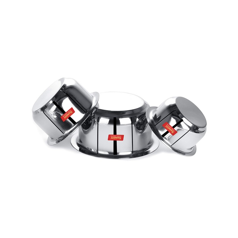 Sumeet Stainless Steel Tope/patila/cookware, 370, 550, 800ml, 3 Piece (Steel)