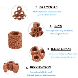 Yqhugbc Pack of 10 Aquatic Plants Aquarium Ceramic Rings for Aquariums, Aquarium Filter Rings, Aquarium Ring Water Plants, for Aquarium Tanks, Ponds