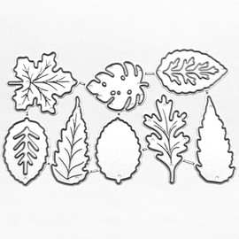 8 Pieces Leaf Metal Cutting Dies Christmas Pine Leaves Cutting Die Maple Leaf Embossing Stencils Thanksgiving Craft Dies Cut for Card Making Crafts Scrapbook Album Paper Decor