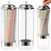 ZEAYEA 2 Pack Glass Straw Dispensers, Clear Straw Holder with