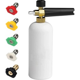 Foam Cannon, Foam Cannon Blaster with 1/4 Inch Quick Connector with 5pcs Pressure Washer Nozzle Tip, Jet Wash Gun 4350 PSI for Pressure Washer 1 Liter