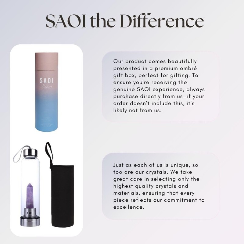 SAOI Crystal Water Bottle - Amethyst - Natural Wellness Healing