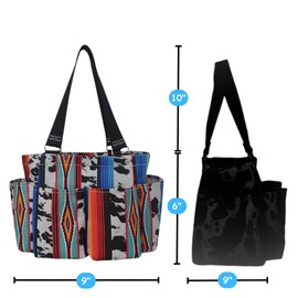 NGIL Small Utility Tote Small Carry on Travel Tote Bags for Women, Women Mini Work Tote Caddy Bag (Cow Serape-black)