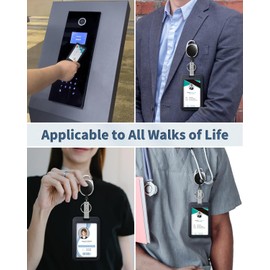 Uniclife 3 Pack ID Badge Holder with Double-Sided Windows Vertical Card Case with Retractable Badge Reel Plastic Card Protector for Office School Credit Cards Proximity Cards Driver’s Licenses Passes