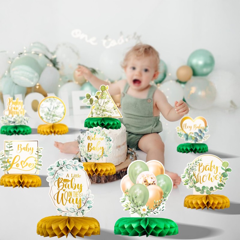 Gyufise 9 Pack Green Baby Honeycomb Centerpieces Safari Baby Shower