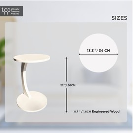 Ultimate Premium Products C-Shaped Round End Table with Rolling Wheels: A Movable, Space-Saving Side Table Perfect for Sofas, Living Rooms, Bedside Areas, and Optimizing Small Living Spaces | White