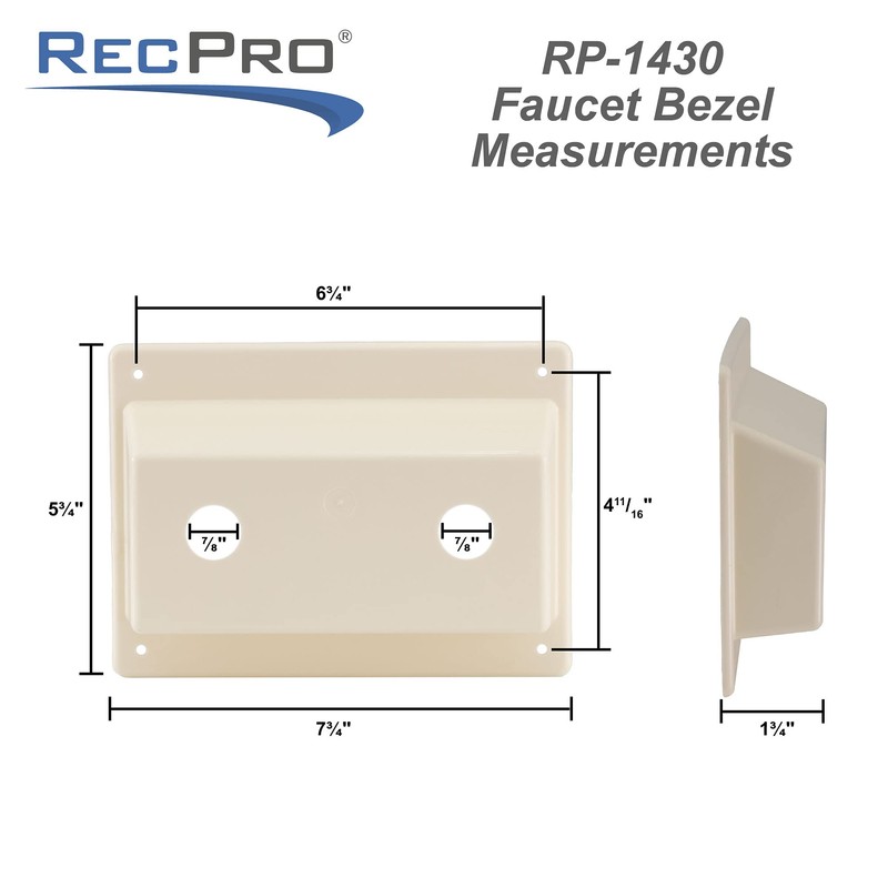 RecPro Faucet Bezel | Stand Off Faucet Cover (White)