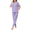 Artfasion Womens Pajamas Lounge Set: Short Sleeve Sleepwear and Long