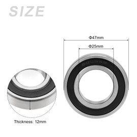 METALLIXITY Deep Groove Ball Bearings (6005-2RS, 25mm x 47mm x 12mm) 2Pcs, Chromium Steel Double Sealed Industrial Bearings - for Industrial Micro Motor