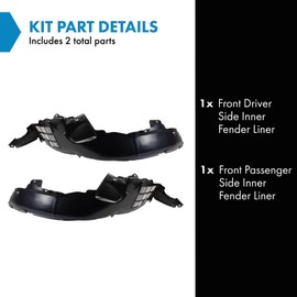 TRQ TRQ Front Inner Fender Liner Set Compatible with 2006-2008 Hyundai Sonata HY1250116 HY1251116