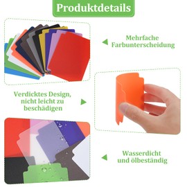 Smivyhp 120 Piece Card Divider Set, 12 Colours, Dividers Made of Durable PP, Dividers for Folders and Files, Folder Dividers for Cards, Documents, Office, Archiving