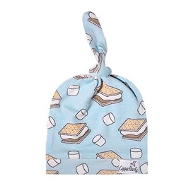 Copper Pearl Baby Beanie Hat Top Knot Stretchy Soft S'Mores