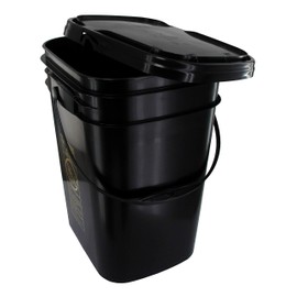 5.3 Gallon Black Rectangular Bucket/Pail with Hinged Snap Lid