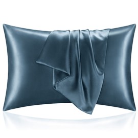 BEDELITE Satin Pillowcase for Hair and Skin, Super Soft and Cooling Similar to Silk Pillow Cases 2 Pack with Envelope Closure, Gift for Women Men(20"x30" Queen Size, Bluesteel)