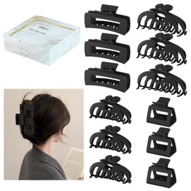 12 Pack Hair Claw Clips include 4.1 inch Large Clip and 2 inch Small Clip Claw Clips for Thick Thin Hair, Strong Hold jaw clip Big Non-slip Matte Hair Clips for Women,Black…