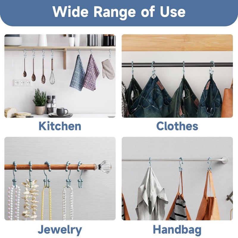 Titanker Shower Curtain Hooks Rings, Rust-Resistant Metal Double Glide Shower