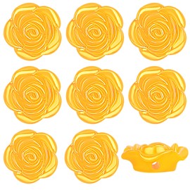 100pcs Rose Flower Beads ABS Plastic Roseflower Shape Spacer Beads Cute Roses Loose Beads Accessories for DIY Friendship Bracelet Necklace Jewelry Making Supplies, Golden Yellow