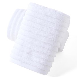 sense gnosis 100% Cotton White Hand Towel Set of 2 Thick Stereoscopic Ladder Striped Soft Quick Dry and Absorbent Bathroom Decorative Hand Towel 13 x 29 Inch