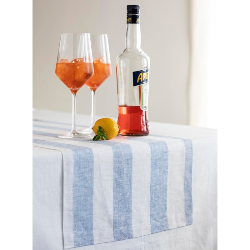 Solino Home Linen Table Runner 144 Inches Long - Cabana