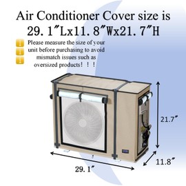 NGB Mini Split Cover, 29.1x 11.8x 21.7 Inch Air Conditioning Condensing HVAC Outdoor Unit Cover, Waterproof, Windproof, Snowproof, For All Seasons, Khaki Color.