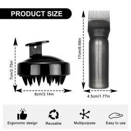 mvorry Hair Dye Brush Bottle, Root Comb Applicator Hair Dye Comb and Head Massage Brush, Hair Oil Applicator Bottle, Hair Dye Bottle Applicator Brush (Black)