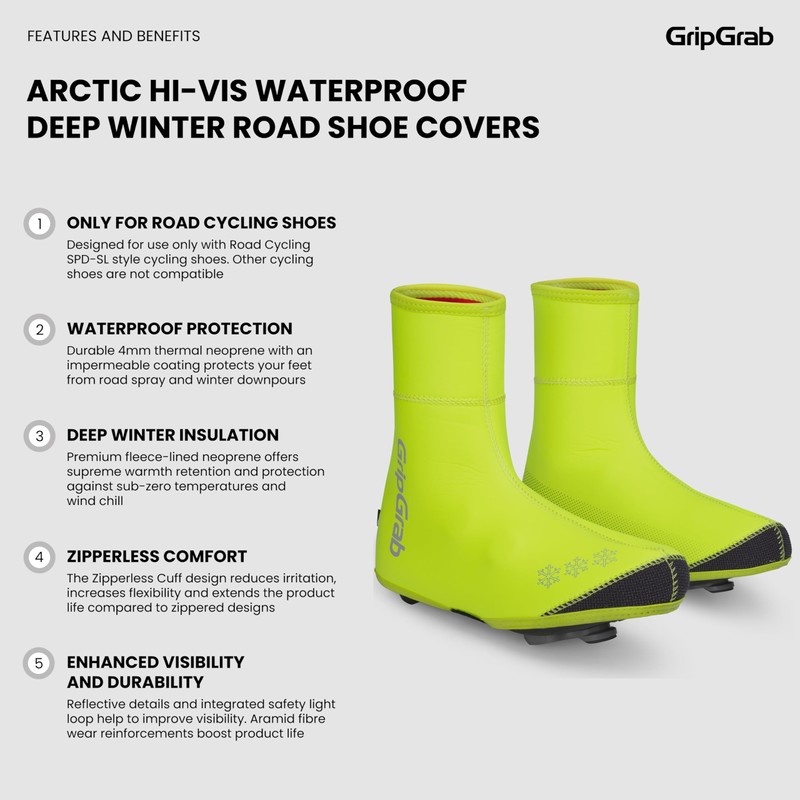 GripGrab Arctic Waterproof Deep Winter Road Bike Overshoes Warm Thermal
