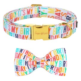 Unqiue Style Paws Birthday Dog Collar, Soft and Cute Dog Bow Tie, Durable Pet Collar with Bow Adjustable Bow Dog Collar for Small Dogs