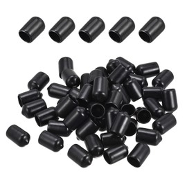 DMiotech 50 Pack 3/8" ID Black Screw Thread Protectors Rubber End Caps Bolt Covers for Screw Bolt Furniture Pipe