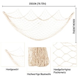 Fishing Net Wall Decoration Beach Themed Fishing Net Wall Hanging for Party Wall Home Wedding Decoration Photography Decoration 100 cm × 200 cm