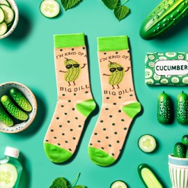 HAPPYPOP Fun Funny Socks For Women Teens, Pickle Socks Pun Socks Pickle Gag Gifts