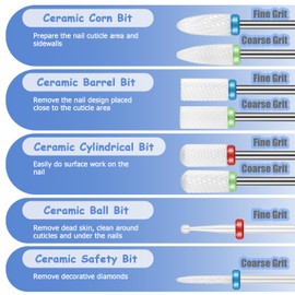 Bestgle 20 Pcs Nail Drill Bits Set Professional Nail Bits Filing Acrylic Carbide Ceramics Electric Nail Drill Kit for DIY Home Salon Cuticle Polishing Nail Bits Diamond Efile Nail Bit Nails Accessories