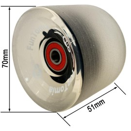 FunTomia Set of 4 (LED) Longboard/Skateboard Wheels (Big Wheels) in 70 x 51 mm 80A Including ABEC-9 Ball Bearings and Metal Spacer 80A Wheel Hardness + T-Tool