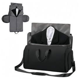YADEZZN Suit Carrier Duffle Bag, Convertible Garment Bags, 2 in 1 Hanging Suitcase Suit Travel Bags, Suit Bag for Men with Shoe Compartment (Black)