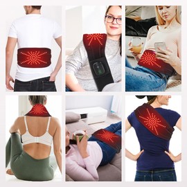Cordless Massage Heating Pad for Back Lumbar Abdomen, 103 Red Light Beads, 3 Heat & 3 Vibration Modes, 5000mAh Battery, Waist Heated Brace Belt for Period Cramps
