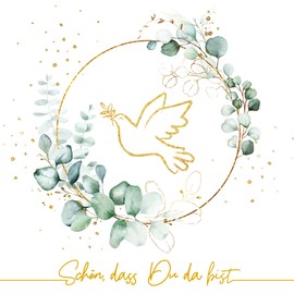 20 Napkins Golden Dove Around Eucalyptus White | Wedding | Marriage | Peace | Love | Hope | Craft | Decoupage | Decoupage | Decoupage | Table Decoration | 33 x 33 cm