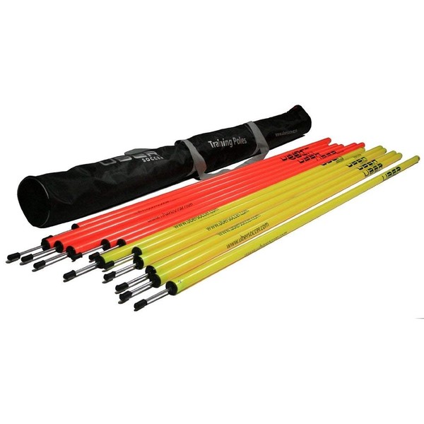 Uber Soccer Professional Quality Speed and Agility Training Poles - Set of 12 Poles with Carrying Bag