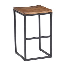 Kosas Home PL11553 Davidson Counter Stool, 24", Hand-Distressed Natural Finish with Black Base