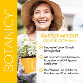 BOTANICY Gelenk Aktiv Forte - 60 Gelenkkapseln - Ovomet® Eierschalenmembran Pulver, Grünlippmuschel Pulver, Vitamine C, D, K plus Zink & L-Prolin - Gelenke, Knochen, Bänder & Sehnen - Laborgeprüft