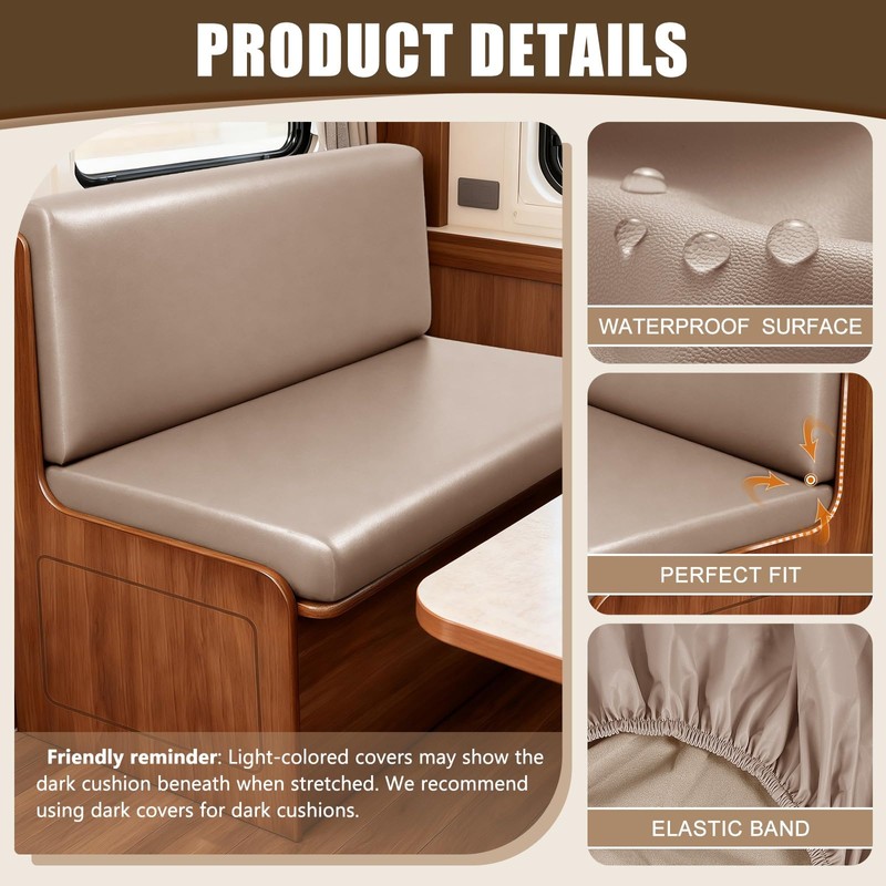 SearchI PU Leather RV Dinette Cushion Covers, Stretch Camper Cushion