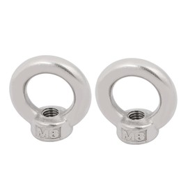 sourcingmap Lifting Eye Nut M8 Female Thread 316 Stainless Steel Round Shape for Rope Fitting Pack of 2