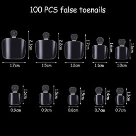 URCHUZE 100 Pcs Fake Toenails,10 Different Sizes Clear Toe Nails False for Nail DIY and Nail Salo with Storage Box