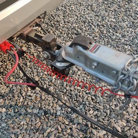 Malloryx 4' Breakaway Trailer Cable with Pin Trailer Brake Cable RV Stainless Steel Spring Towing Coiled Wire Safety Straps Ground Clip,for Breakaway Switch