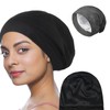 NIYATA 2 Pcs Sleep Cap Black Grey Mulberry Silk Bonnet